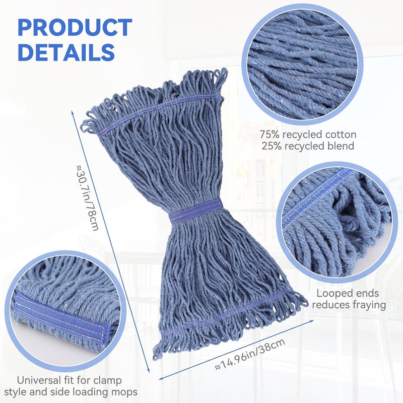 BeiLan Commercial Heavy Duty Mop Heads Replacement for Rubbermaid: 9 Packs Industrial Wet Mop Head for Floor Cleaning - Commercial Products Looped End String Head Refills - Image 2
